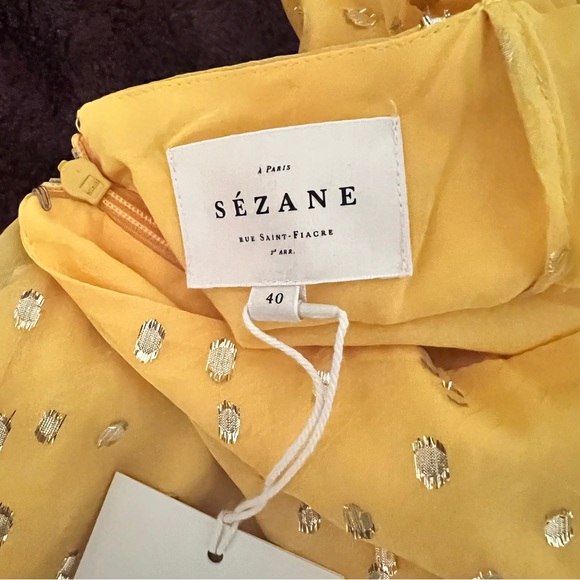 NWT Sézane Olymea Dress in Golden Yellow size 40 US 8 - Picture 7 of 9